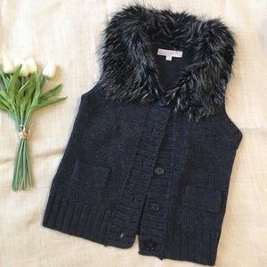 Fur Trimmed Sweater Vest